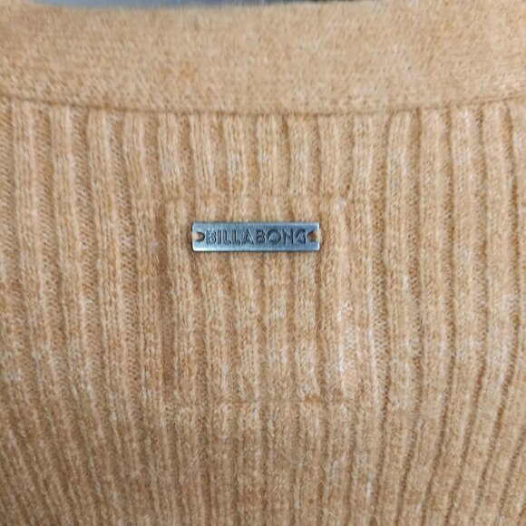 Billabong Cardigan Sweater Crop Ribbed Mustard Yellow Size SMALL - Picture 5 of 11